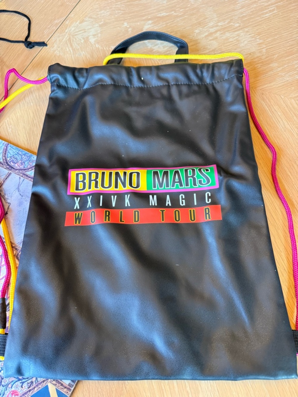 Bruno Mars XXIVK Magic World Tour Drawstring Bag - Black with Neon Logo
